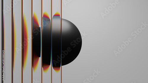 3d rendering. Minimalistic abstract illustration. Composition of abstract form, glass and color dispersion of light. Creative graphic design for poster, brochure, flyer and card.