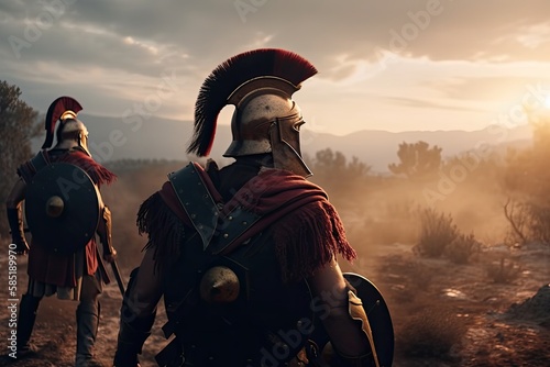 Spartan King Leonidas I and his warriors at Thermopylae