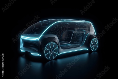 Electric futuristic self driving future car. Concept. High quality generative AI