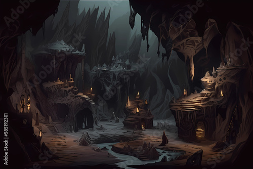 Slika na platnu A cavern with magic and mysterious creatures