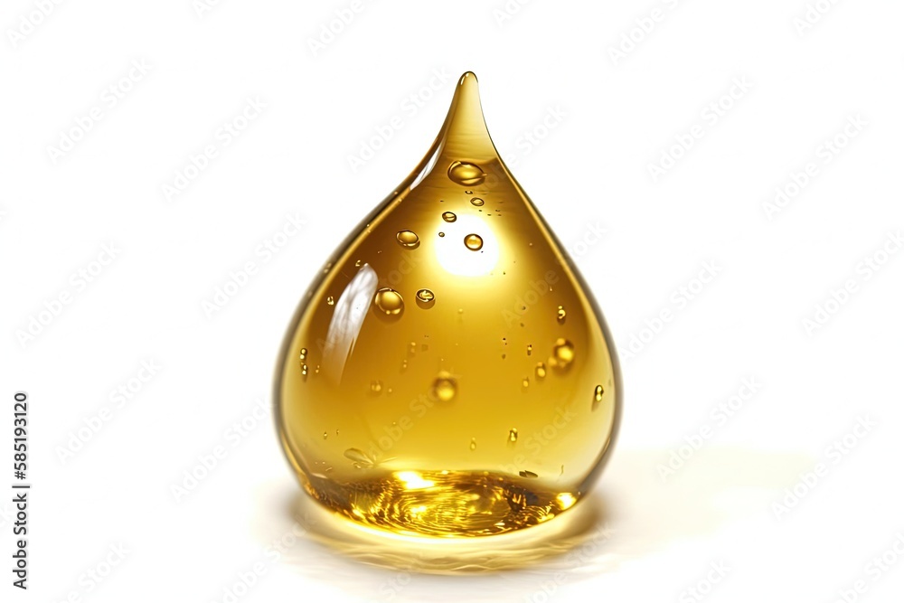 golden oil droplet isolated on white background golden oil droplet isolated on white background