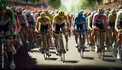 tour de France rally with cyclists on the road ai generated