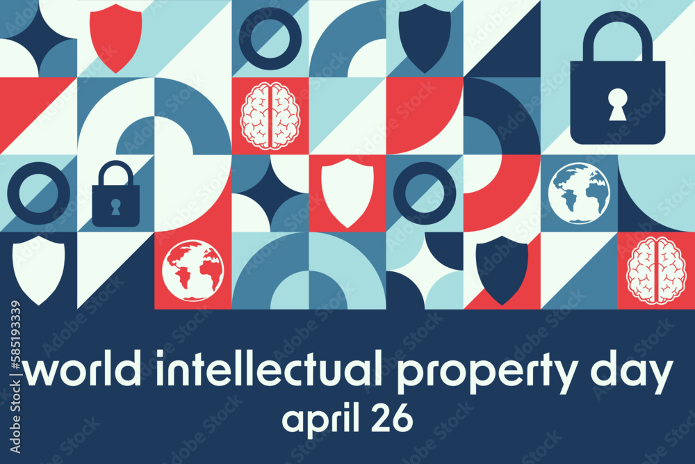 World Intellectual Property Day. April 26. Holiday concept. Template for background, banner, card, poster with text inscription. Vector EPS10 illustration.
