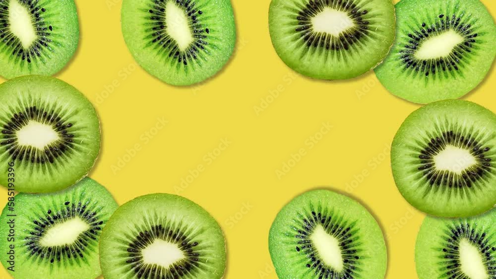 Sliced kiwi fruit with stop motion effect. Seamless loop video Sliced kiwi fruit with stop motion effect. Seamless loop video