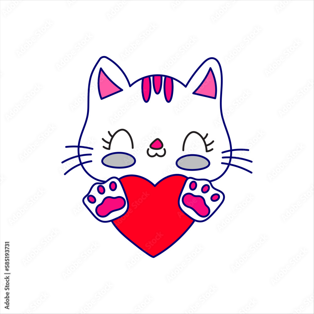 cute cat with love heart cartoon vector icon illustration cute cat with love heart cartoon vector icon illustration