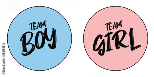Boy or Girl - card template with a multi-colored inscription. Vector illustration for gender reveal party	