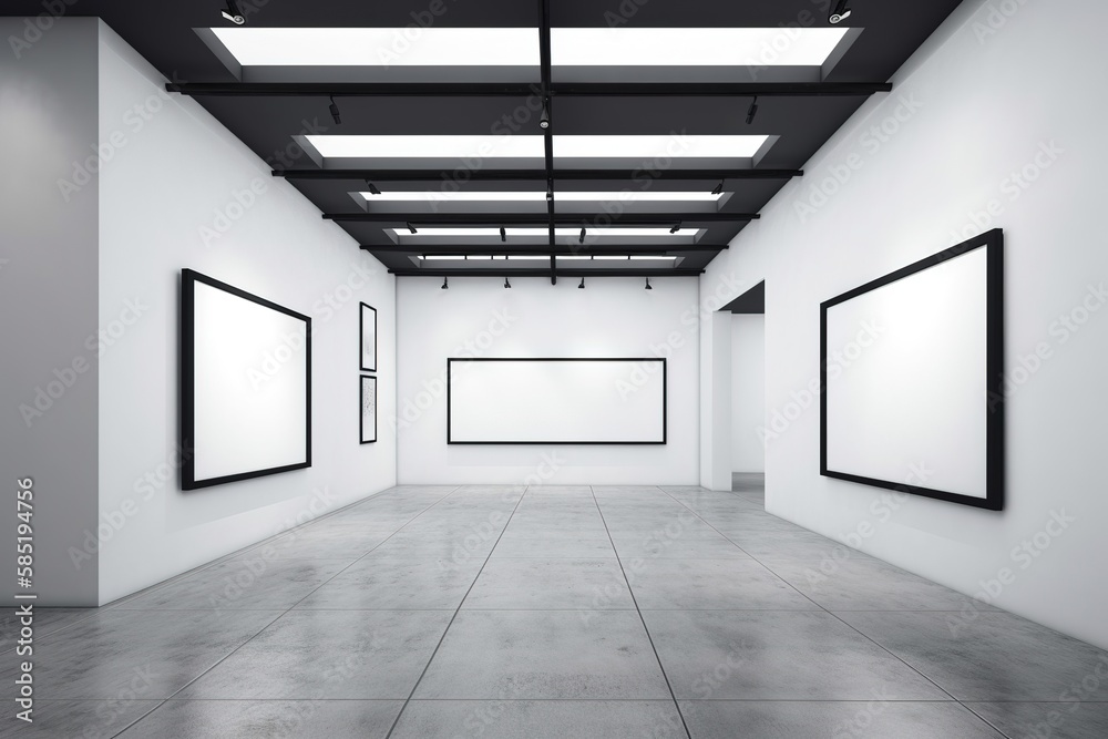 mock up posters frames and canvas in gallery interior background mock up posters frames and canvas in gallery interior background