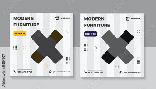 Modern furniture social media post and Instagram post and web banner template, sale promotion post