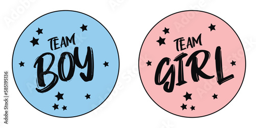 Boy or Girl - card template with a multi-colored inscription. Vector illustration for gender reveal party	
