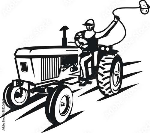 Tractor farmer potato