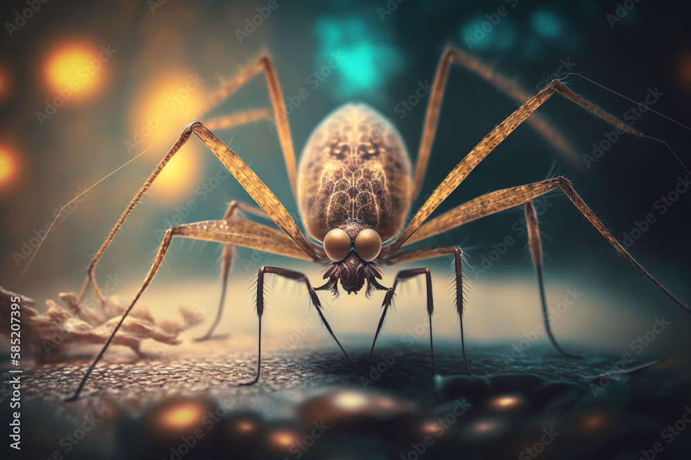 Hyperrealistic Illustration of a Harvestman Spider, Close-up View AI generated Hyperrealistic Illustration of a Harvestman Spider, Close-up View AI generated