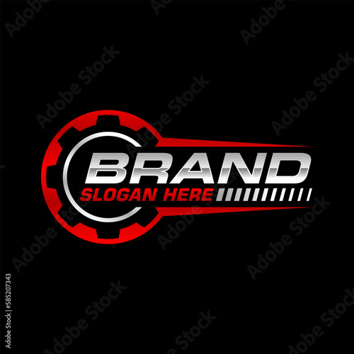 repair gear workshop logo design template
