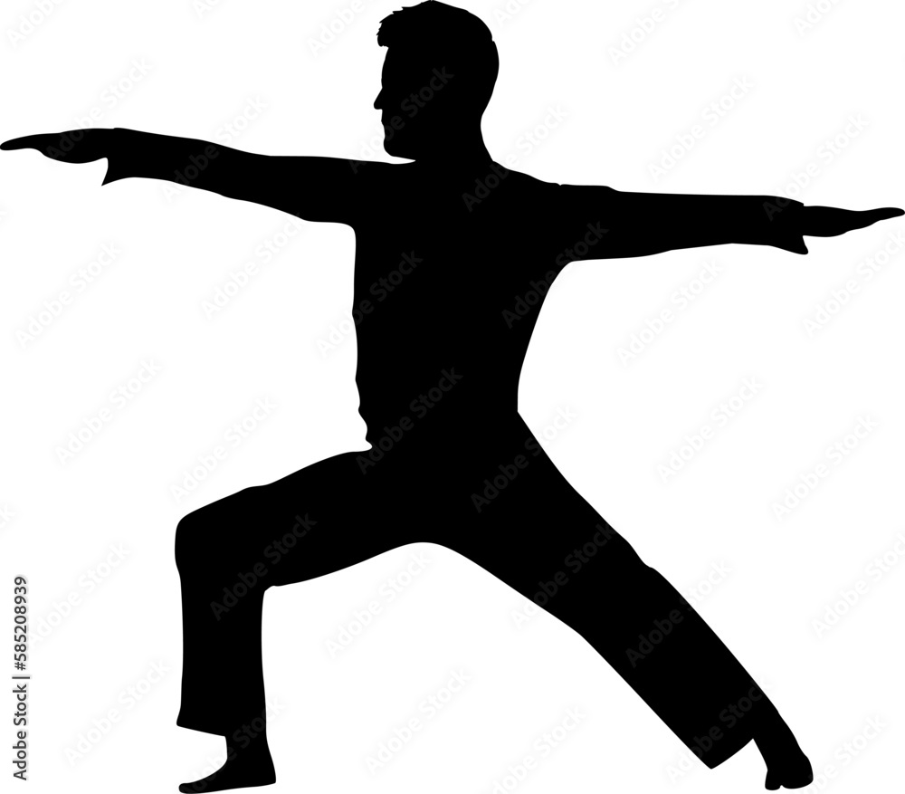 Mann in Kampfhaltung - Karate, Entspannung, Übung Mann in Kampfhaltung - Karate, Entspannung, Übung