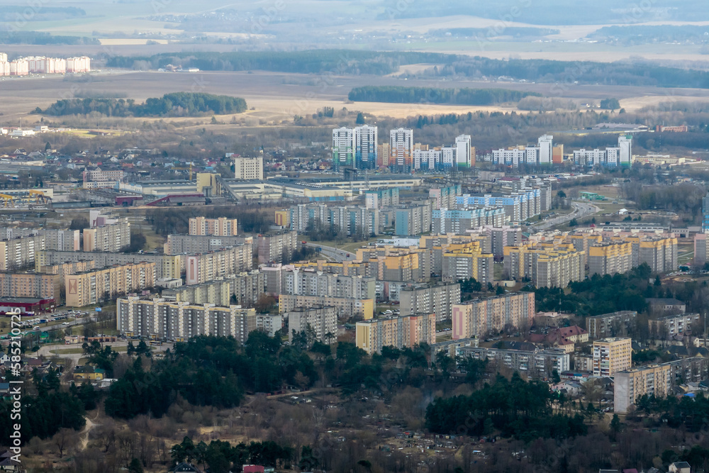 aerial panoramic view of the residential area of high-rise buildings