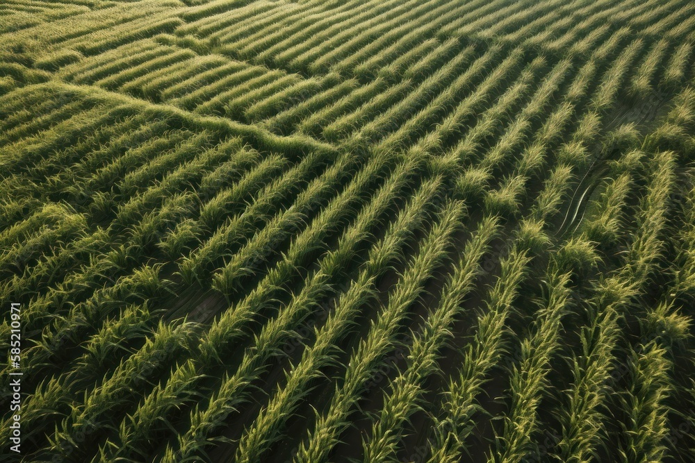 Cornfield aerial view. AI generated