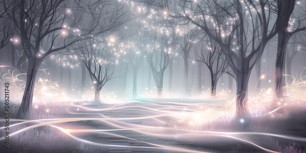 A simple winter-inspired pattern of light blues and whites adorns the backdrop, its delicate hues creating a tranquil atmosphere. - generative ai