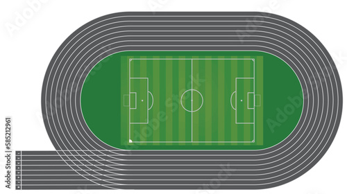Running tracks and soccer field. vector illustration