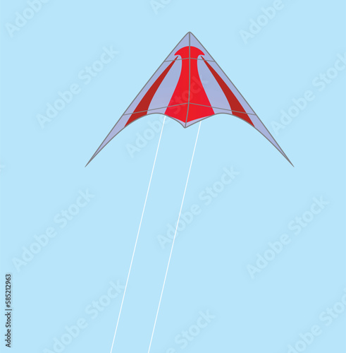 Red and blue kite. vector illustration