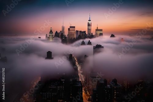 The Enigmatic Metropolis: New York City Lost in Fog © Palmstrike
