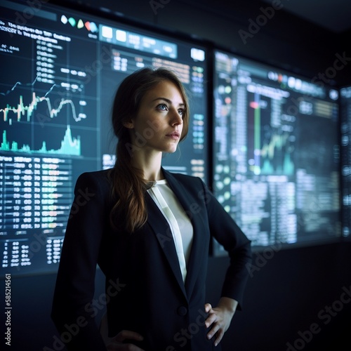 business woman looking at charts