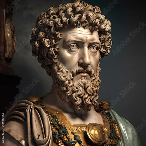 Marcus Aurelius Portrait - Roman Emperor Philosopher - Generative AI photo