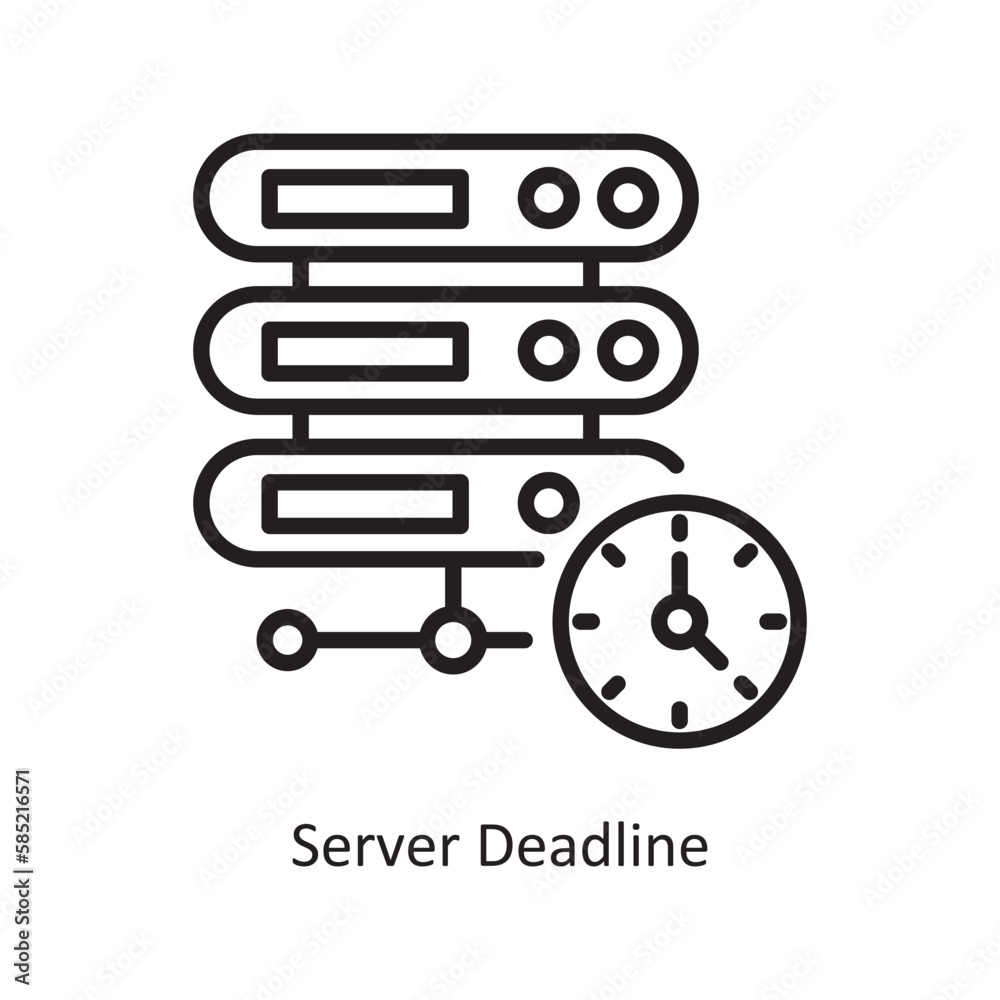 Server Deadline Vector Outline Icon Design illustration. Data Symbol on White background EPS 10 File