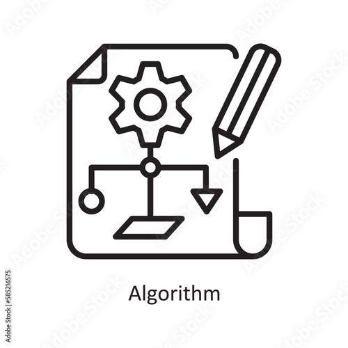 Algorithm Vector Outline Icon Design illustration. Data Symbol on White background EPS 10 File