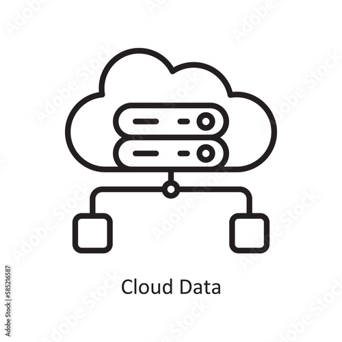 Cloud Data Vector Outline Icon Design illustration. Data Symbol on White background EPS 10 File