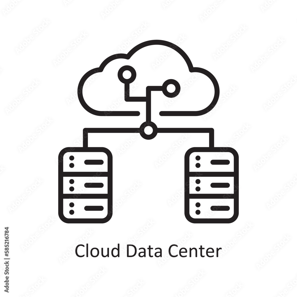 Cloud Data Center Vector Outline Icon Design illustration. Data Symbol on White background EPS 10 File Cloud Data Center Vector Outline Icon Design illustration. Data Symbol on White background EPS 10 File