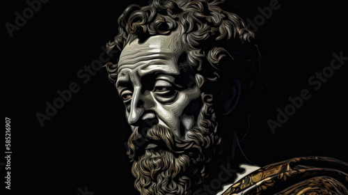 Marcus Aurelius Portrait - Roman Emperor Philosopher - Generative AI