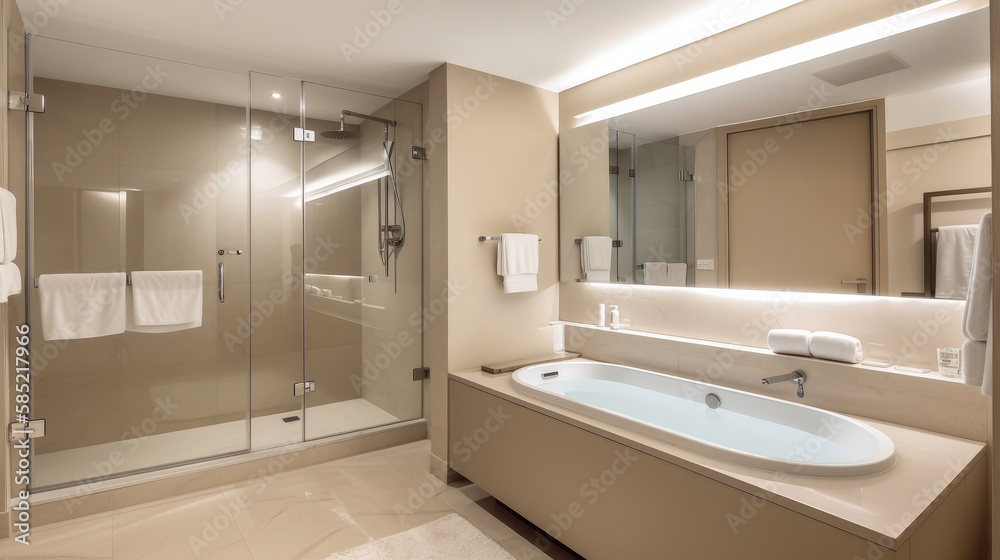Modern bathroom interior design. Illustration Generative AI. Modern bathroom interior design. Illustration Generative AI.
