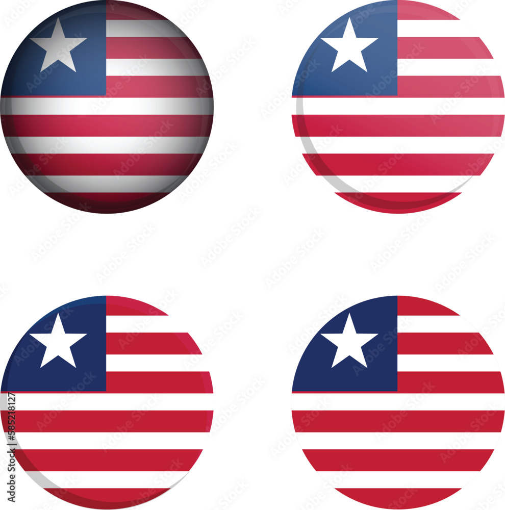 Round Country Flag in different styles disc badge vector illustration Republic of Liberia Round Country Flag in different styles disc badge vector illustration Republic of Liberia