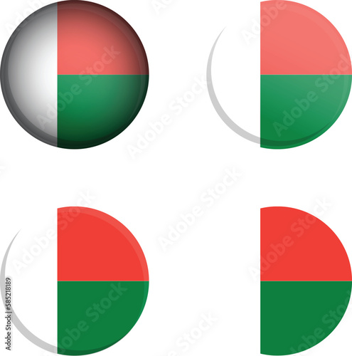 Free Download Round Country Flag in different styles disc badge vector illustration Republic of Madagascar - GFXLoad
