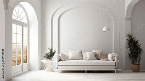 Modern living room interior design. Illustration AI Generative. © olegganko
