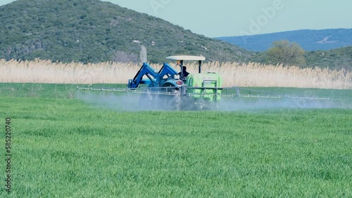 field spraying with tractor