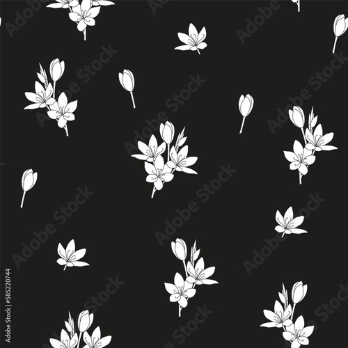 Abstract background. Pattern of small flowers and leaves.