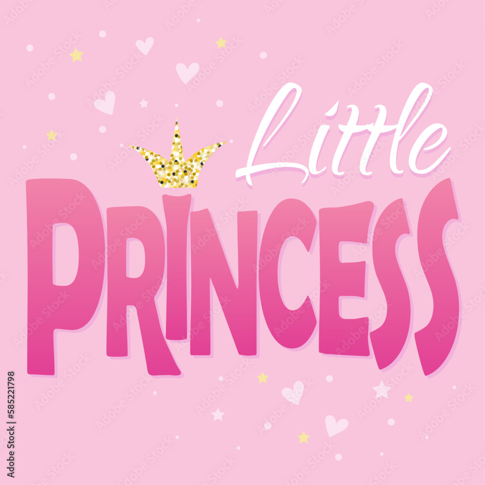 Poster or card Little princess .3d cartoon lettering for kids, design made in pastel light pink colors. Cute vector illustration in realistic style. Poster or card Little princess .3d cartoon lettering for kids, design made in pastel light pink colors. Cute vector illustration in realistic style.
