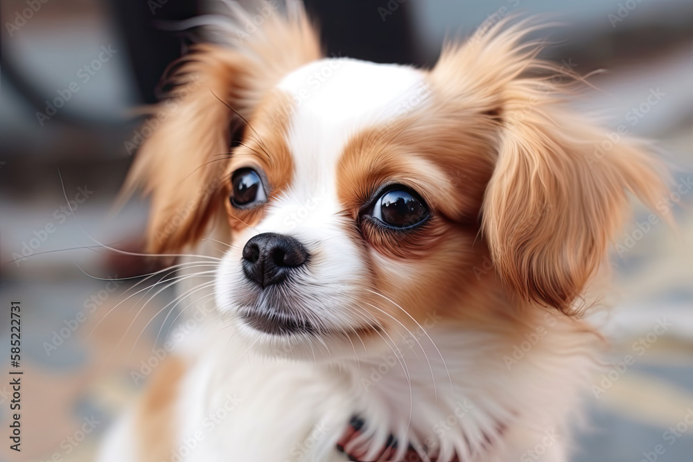 Illustration of an Adorable Small Dog Close Up. Generative AI. Illustration of an Adorable Small Dog Close Up. Generative AI.