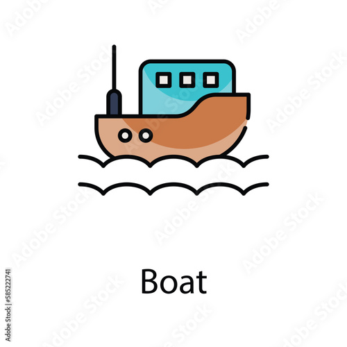 Boat icon. Suitable for Web Page, Mobile App, UI, UX and GUI design.
