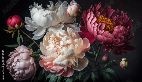 A vibrant bouquet of colorful flowers in a vase generated by AI