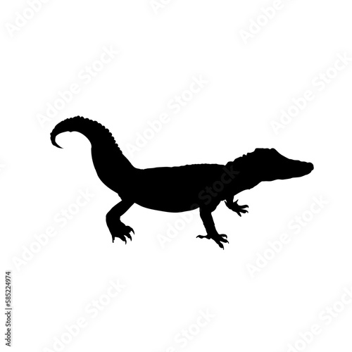 Silhouette of a young crocodile - vector illustration