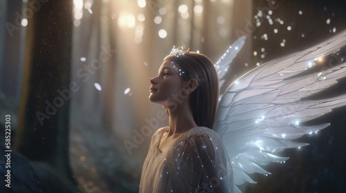 magical fairy in the forest. Created with generative AI.