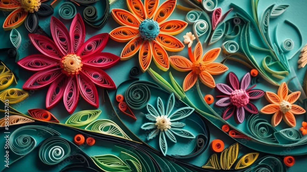 Spring Flowers 3D Wallpaper With Paper Quilling Spring Flowers 3D Wallpaper With Paper Quilling
