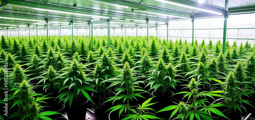 Indoor facility for cultivating high-quality medicinal cannabis for medical purposes Generative AI Photo