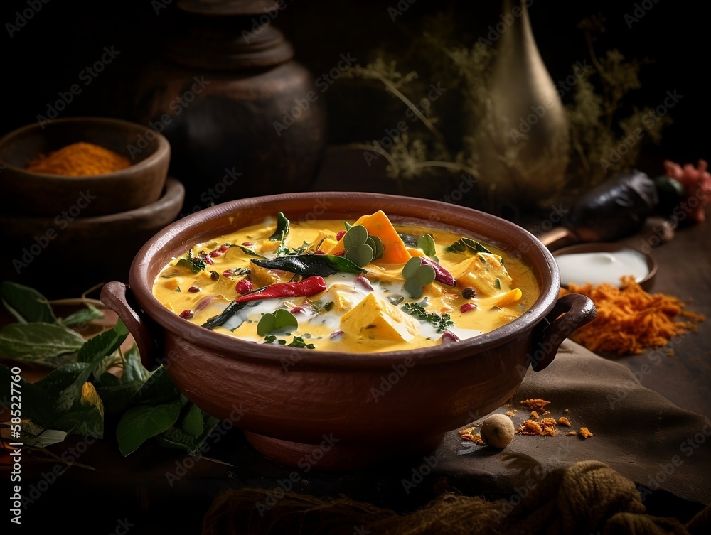 Deliciosa comida India curry tradicional. IA, generativa, IA generativa