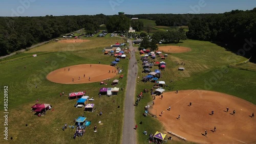 2022 - Excellent aerial footage of multiple baseball diamonds at the Goddard Sports Complex in Glenn Dale, Maryland. photo