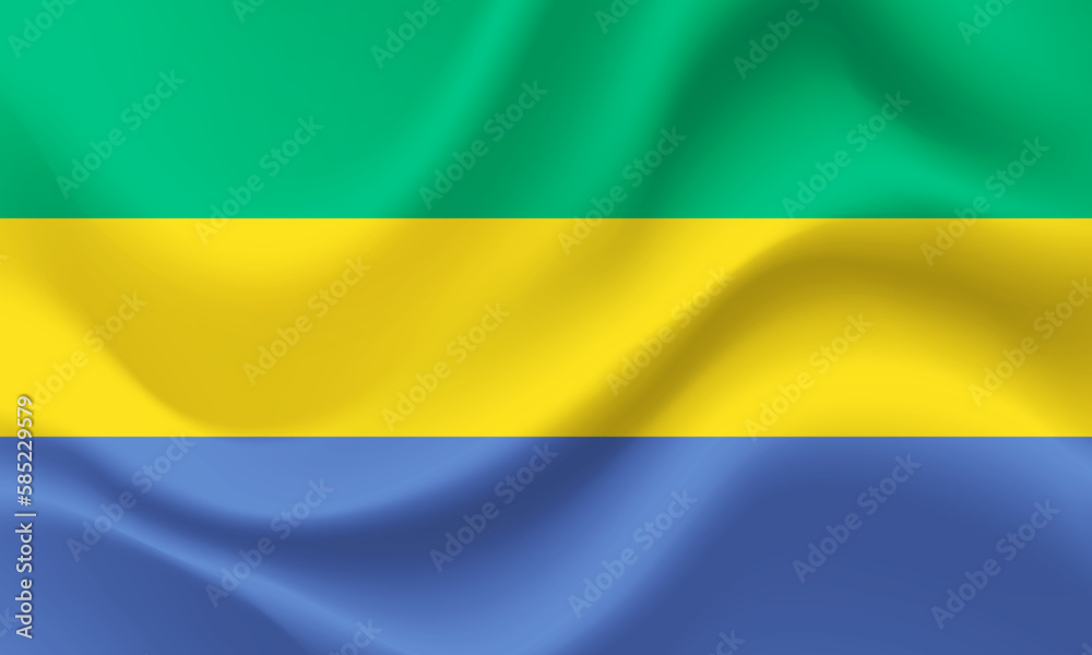 Vector Gabon. Waved Flag of Gabon. Gabon emblem, icon. Vector Gabon. Waved Flag of Gabon. Gabon emblem, icon.