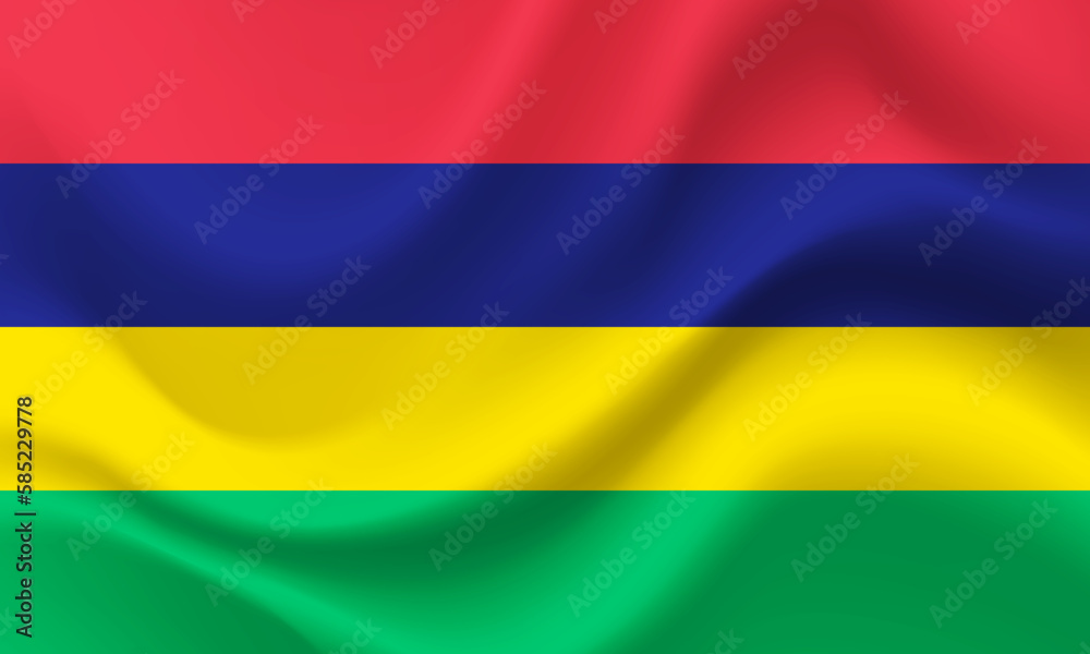 Vector Mauritius. Waved Flag of Mauritius. Mauritius emblem, icon. Vector Mauritius. Waved Flag of Mauritius. Mauritius emblem, icon.