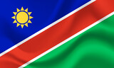 Vector Namibia flag. Waved Flag of Namibia. Namibia emblem, icon.
