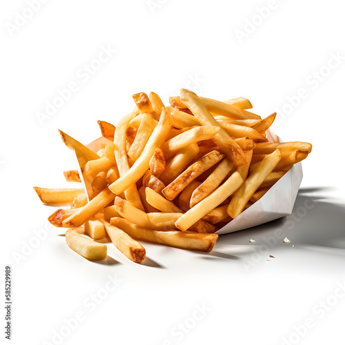 French fries on white background